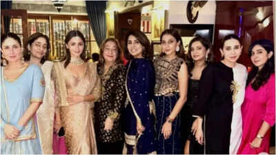 Alia Bhatt dazzles in gold shimmery saree for Kapoor family’s pre-Diwali picture with Neetu, Kareena and Karisma Kapoor | Hindi Movie News Alia Bhatt dazzles in gold shimmery saree for Kapoor family’s pre-Diwali picture with Neetu, Kareena and Karisma Kapoor | Hindi Movie News